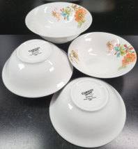 4 Gibson Designs Doraville Soup Cereal Bowl Set Floral Orange Red White ... - $33.63