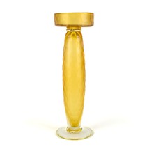 Battuto Amber Pillar Candle Holder, Mid Century Vintage Murano Venini Scarpa 12&quot; - £137.32 GBP