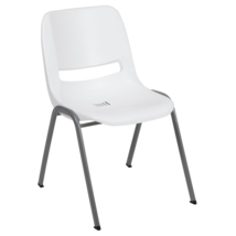 HERCULES Series 880 lb. Capacity White Ergonomic Shell Stack Chair with Gray Fra - £69.53 GBP+