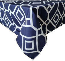 Tektrum 60&quot;X102&quot; Rectangle Moroccan Geometric Tablecloth-Water/Spill Proof -Navy - £18.83 GBP