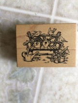 1997 PSX Rubber Stamp Bench Birds Watering Can Flowers F2381 GARDENING - $13.97