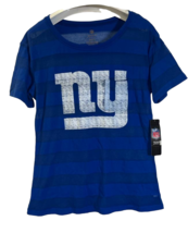 Team Apparel Womens New York Giants Bolder Striped Burnout S/S T-shirt Royal Med - £15.73 GBP