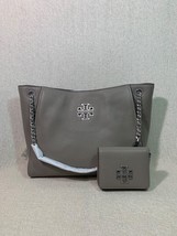 NWT Tory Burch Gray Heron Britten SMALL Slouchy Tote + Mini Wallet $700 - £503.21 GBP