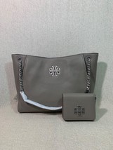 NWT Tory Burch Gray Heron Britten SMALL Slouchy Tote + Mini Wallet $700 - £493.83 GBP