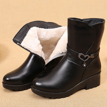 Winter Women Mid Calf Boots Casual Round Toe Zipper Plush Warm Female Shoes Vint - £56.52 GBP