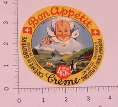 Vintage Bon Appetit Creme Gruyere  Cheese label - $5.93