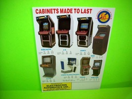 Cabinets Made To Last  Original NOS Video Arcade Game Flyer Electrocoin UK - £28.07 GBP