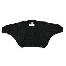 Say What Sweater Womens L Black Metallic Dolman Short Sleeve Cardigan Top - £19.83 GBP