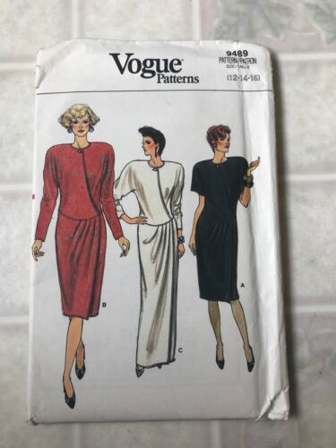 Vintage Vogue Patterns Size 12-14-16 9489 Misses' Dress Various Lengths - $11.35