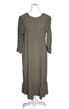 LOFT Long Dress Women&#39;s Olive Green &amp; Black Print Ruffle Hem Size Small S - £17.70 GBP