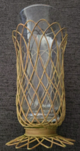 Vintage Glass Candle Holder with Metal Vase - £11.39 GBP