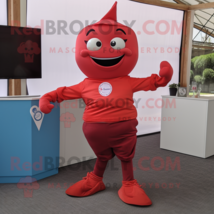 Red Contortionist mascot costume character dressed with a Polo Shirt and Pocket  - £987.47 GBP