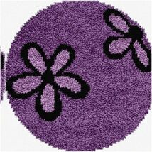 An item in the Crafts category: Purple Blooms DIY Round Latch Hook Kit - Floral Tapestry Crochet Yarn Rug Making