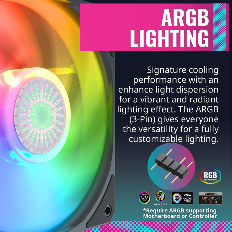 Sickleflow 120 V2 ARGB 3In1 Square Frame Fan, ARGB 3-Pin Customiz Item image 2