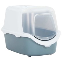 Cat Litter Tray with Cover White and Blue 56x40x40 cm PP - $30.43