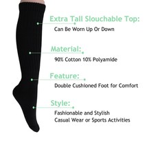 Black Heavy Slouch Socks for Women Made in USA 1 PAIR Size 9 to 11 - £7.80 GBP