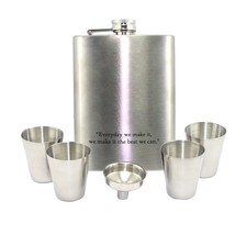 Stainless Steel Hip Flasks Whiskey Pocket Drinks Holder 230ml With Short Glasses - £26.98 GBP