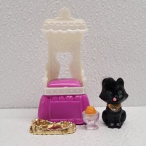 Vintage Littlest Pet Shop Royal Bombay Kitty Black Cat With Throne &amp; Food LPS - £15.53 GBP