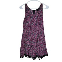 Forever21 Dress Floral Tassles Black Pink Womens Medium - $8.60