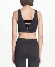 DKNY Womens Activewear Sport Velvet Trimmed V Back Medium Support Sports Bra L - £41.15 GBP