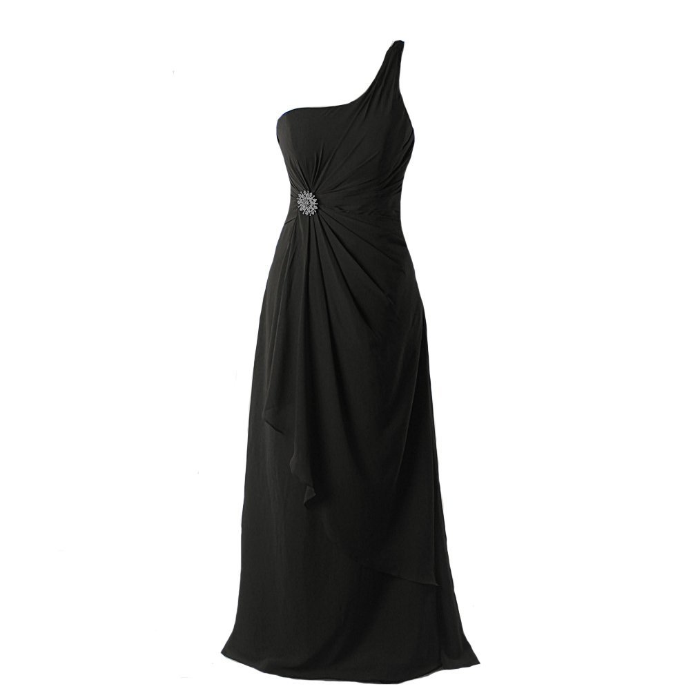 Kivary Women's Long One Shoulder Crystals Simple Evening Prom Bridesmaid Dresses