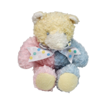 6&quot; FIRST &amp; MAIN PINK + BLUE + YELLOW TEDDY BEAR RATTLE STUFFED ANIMAL PL... - £22.29 GBP