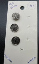 Lot of 3 Spectemur Agendo Lion Crest Silver tone Metal Replacement buttons 1/2&quot; - £4.69 GBP