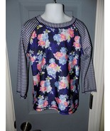 Nautica Striped/Floral UPF 50+ Long Sleeve Rash Guard Size 10 Girl&#39;s EUC - £18.97 GBP