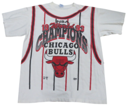 Vintage Chicago Bulls 1993 World Champions Striped XL T-Shirt Salem White - USA - £47.16 GBP