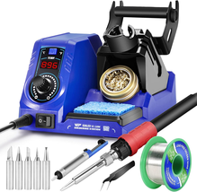 Soldering Iron Station Kit with Lead-Free Solder Wire, 5 Soldering Tips, Tip Cle - £97.73 GBP