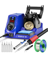 Soldering Iron Station Kit with Lead-Free Solder Wire, 5 Soldering Tips,... - £97.97 GBP
