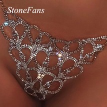 Stonefans Sexy Body Chain Rhinestone Thong Bikini Jewelry for Women Heart Body C - £11.42 GBP