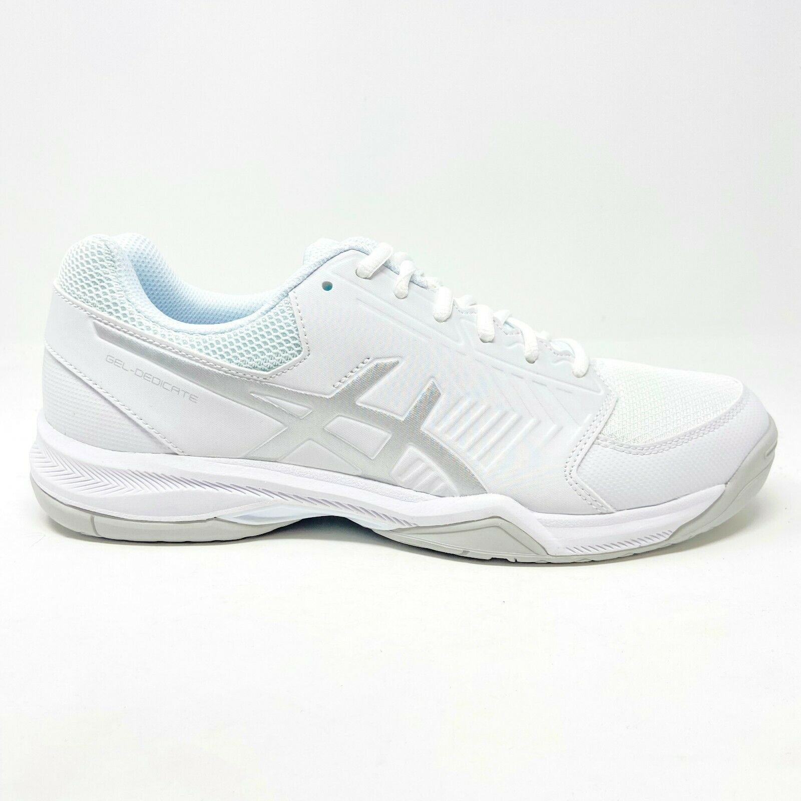 Asics Gel-Dedicate 5 White Silver Womens Tennis Court Shoes E757Y 0193