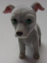 Flocked Gray Puppy In My Pocket With Green Eyes - $5.46 CAD