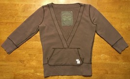 Abercrombie Girl&#39;s Brown 3/4 Sleeve V-Neck Sweatshirt - Size: Large - £12.54 GBP