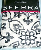 Sferra Glynn Euro Sham Ivory/Black Egyptian Cotton Percale Italy New - £35.79 GBP