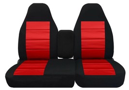 Fits Ford F150 Front 40-60 Seat Covers 1997-2003 Velvet Black Red - $109.99