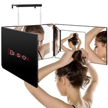 3 Way Mirror For Self Hair Cutting With Lights, Rechargeable 360 Trifold Barber - $46.95