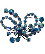 Vintage Prong Blue Ab Crystal Brooch - $54.34