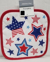 1 Printed Jumbo Printed Pot Holder,8&quot;x8&quot;,JULY 4,USA Patriotic, American Stars,Tl - £6.25 GBP