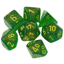 Chessex Polyhedral 7-Die Borealis Set - Green/Yellow - £19.37 GBP