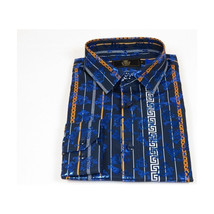 Men's Sports Shirt By Barocco Fashion Printed Long Sleeves Soft Feel EFS60 Navy image 6