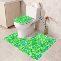 3Pcs/set Green Parrot Lilly Pulitzer Bathroom Toliet Mat Set Anti Slip B... - $33.29+