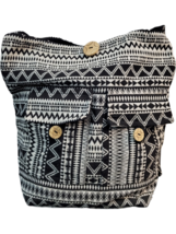 Tribe Azure Shoulder Bag Womens Black White Aztec Cotton Handcrafted Clo... - $330.90 MXN