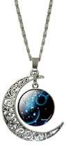1 Aquarius Horoscope Moon Crescent Glass Cabochon Pendant Necklace #1 - £10.44 GBP