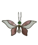 Pink Clear Handmade Stained Glass Butterfly Suncatcher Ornament Stand Up... - $23.62 CAD
