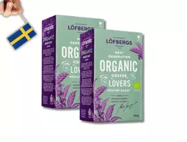 2 Pack Löfbergs Organic Coffee  Medium Roast, 450g (15.87 oz) Premium Ce... - $34.43