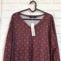 Titame polka dot burgundy brown casual comfy dress or tunic top - £21.78 GBP