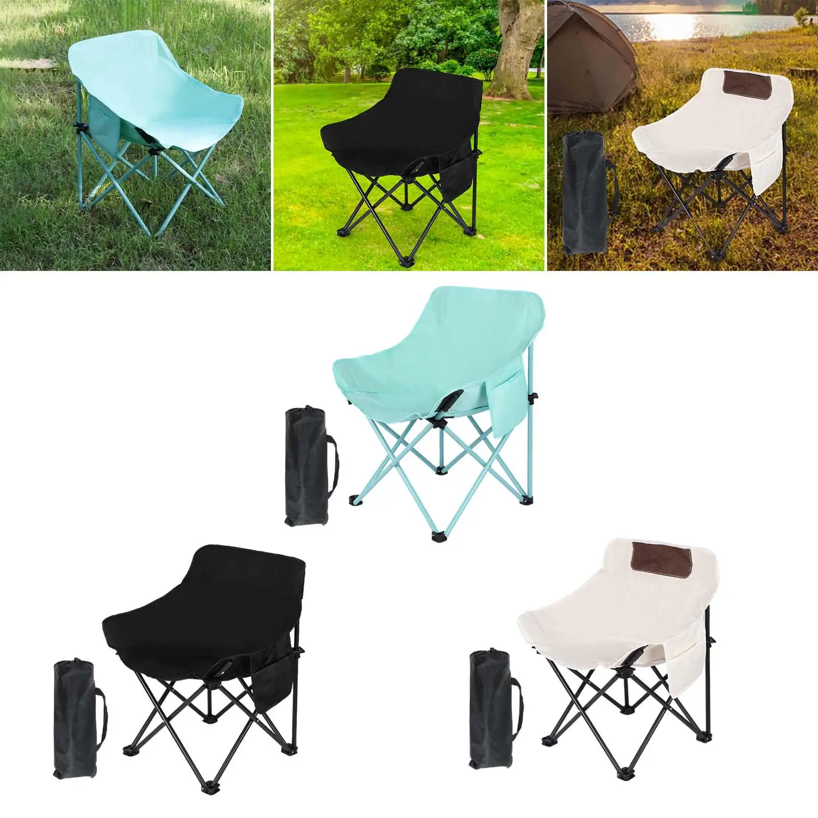 Folding Camping Chair Beach Chair Durable Portable Folded Folding Chair Outdoor - £65.89 GBP
