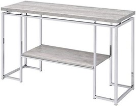 The Chafik Sofa Table From Acme Furniture Is Made Of Natural Oak And Chrome. - $220.93